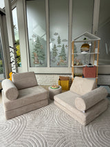 Cord Spielsofa + Kuschelrollen + Knuffelpouf