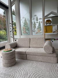 Chenlille Spielsofa + Kuschelrollen + Zaubersteine