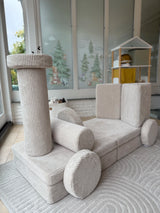 Cord Spielsofa + Kuschelrollen + Zaubersteine