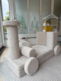 Cord Spielsofa + Kuschelrollen + Zaubersteine