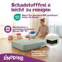 Grünes Hüpfpolster mit Federkern geprüft nach OEKO-TEX Standard 100