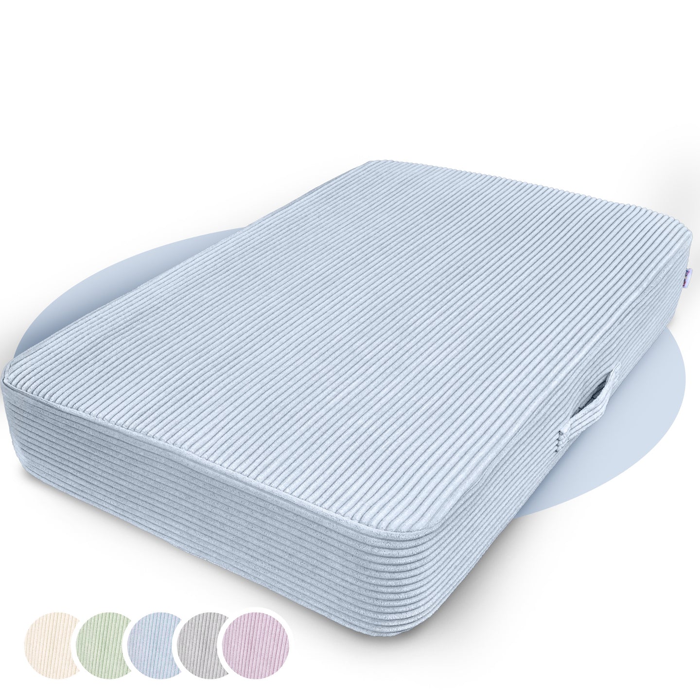 Hüpfpolster Cord in Einhornblau, mit abnehmbarem und waschbarem Bezug