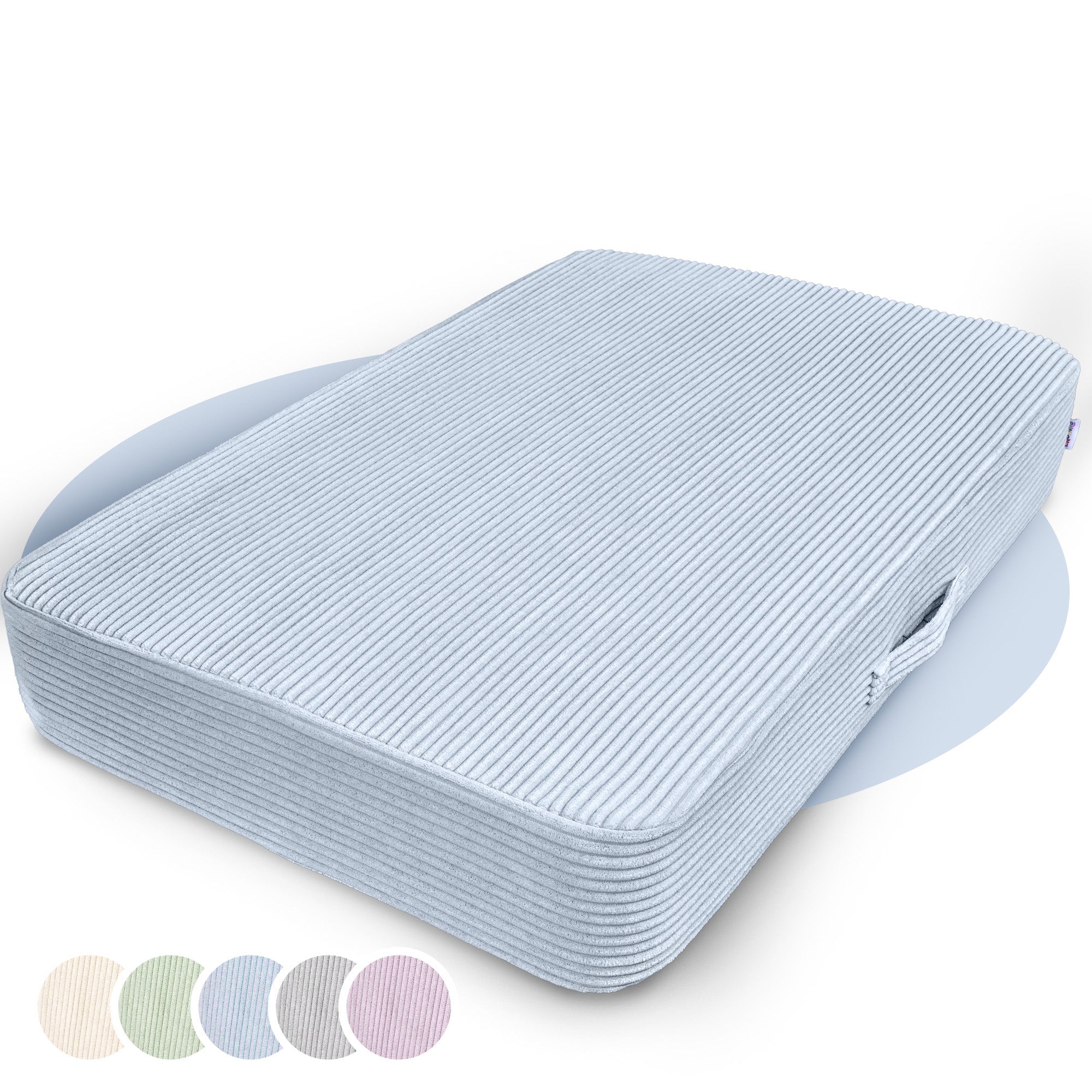 Hüpfpolster Cord in Einhornblau, mit abnehmbarem und waschbarem Bezug