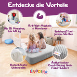 Graues Hüpfkissen indoor als Spielmatte, geeignet für Kinder ab 18 Monaten