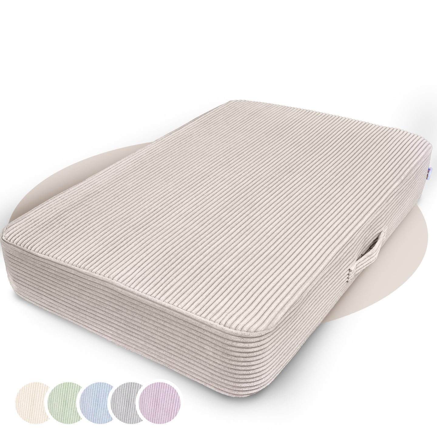 Hüpfpolster Cord in Elfenzauber Beige, mit abnehmbarem und waschbarem Bezug