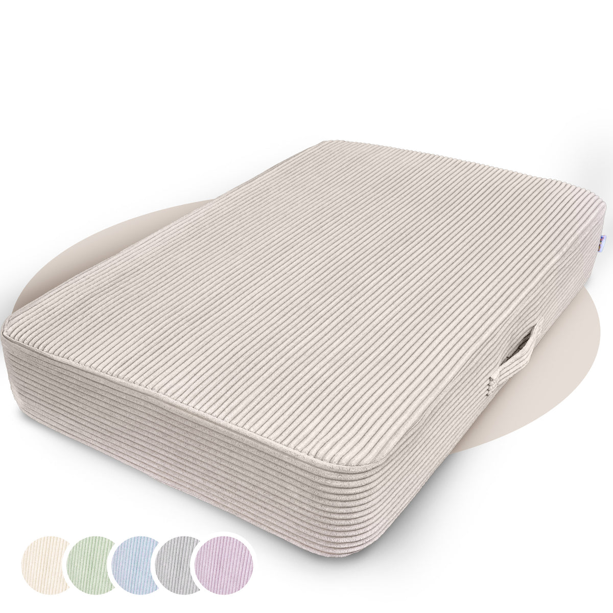 Hüpfpolster Cord in Elfenzauber Beige, mit abnehmbarem und waschbarem Bezug