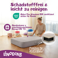 Beige Hüpfpolster mit Federkern geprüft nach OEKO-TEX Standard 100