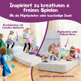 Hüpfmatte mit Beige Cordbezug für kreatives Spielen und kombinierbar mit einem Spielsofa