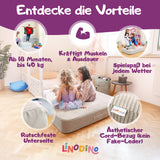 Beige Hüpfkissen indoor als Spielmatte, geeignet für Kinder ab 18 Monaten