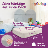 Hüpfmatratze in Beige mit Tragegriff und kompakter Größe für den Indoor-Einsatz