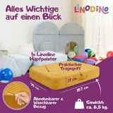 Hüpfmatratze in Gelb mit Tragegriff und kompakter Größe für den Indoor-Einsatz