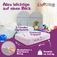 Hüpfmatratze in Lila mit Tragegriff und kompakter Größe für den Indoor-Einsatz