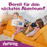 Kinder warten auf ihr nächstes Abenteuer auf dem Linodino Spielsofa
