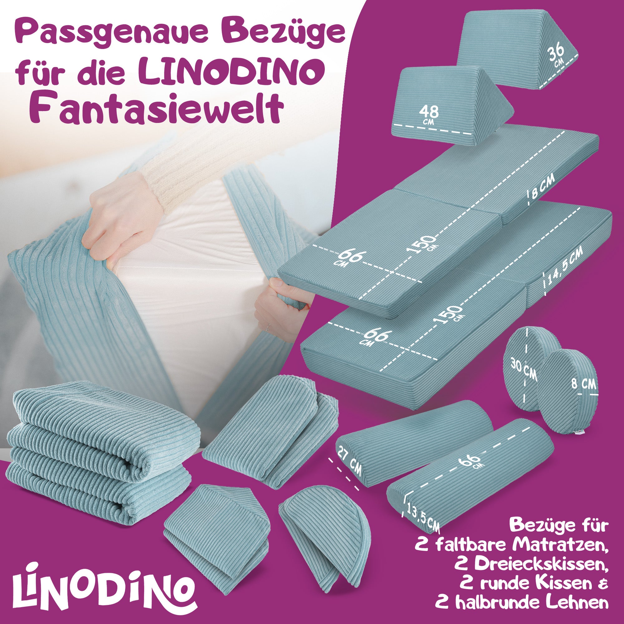 Produktübersicht und Maße der Wechselbezüge 
