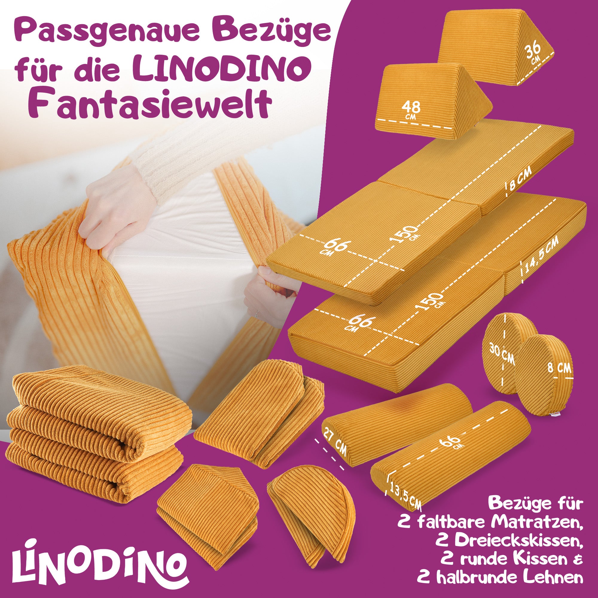 Produktübersicht und Maße der Wechselbezüge 
