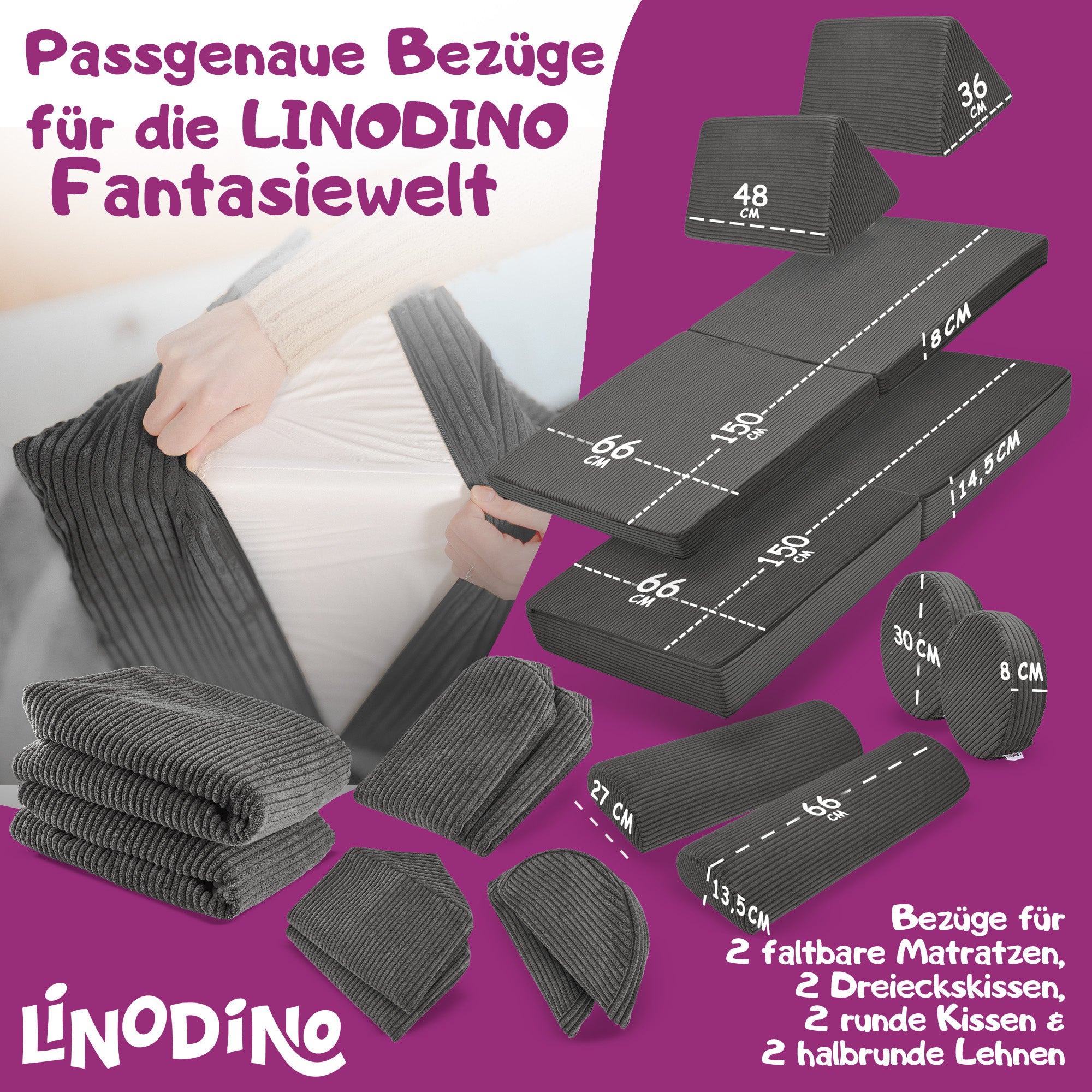 Produktübersicht und Maße der Wechselbezüge 
