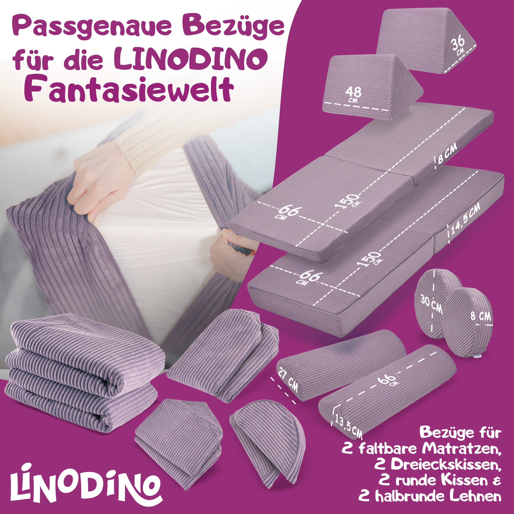 Produktübersicht und Maße der Wechselbezüge 
