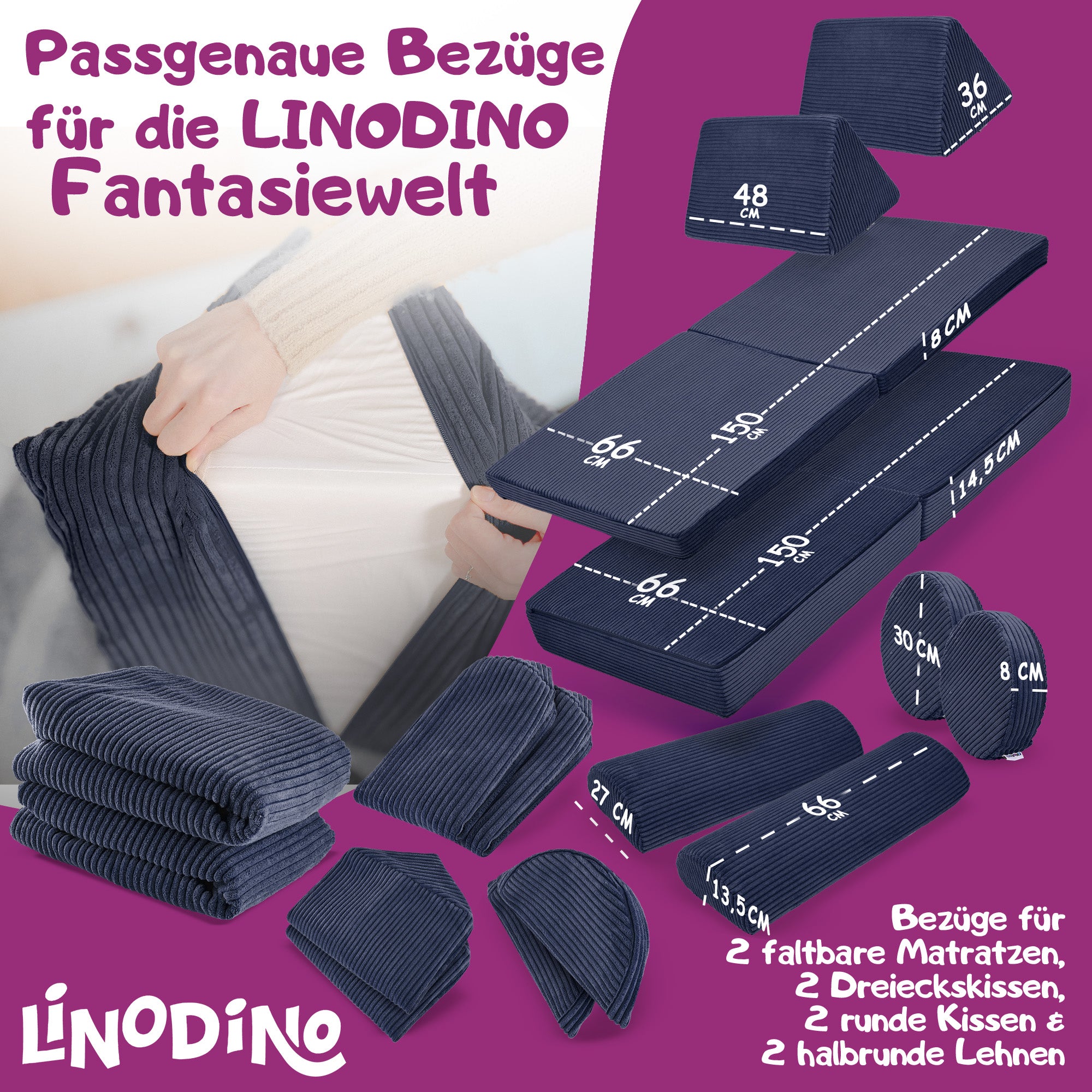 Produktübersicht und Maße der Wechselbezüge 
