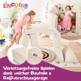 Linodino Spielsofa, Verletzungsfreies Spielen durch weiche Bauteile und Reißverschlussgarage
