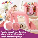 Linodino Spielsofa, Verletzungsfreies Spielen durch weiche Bauteile und Reißverschlussgarage
