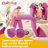 Linodino Spielsofa, Verletzungsfreies Spielen durch weiche Bauteile und Reißverschlussgarage
