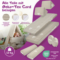 Linodino Spielsofa Materialien und wasserfeste Bezüge
