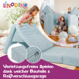 Linodino Spielsofa, Verletzungsfreies Spielen durch weiche Bauteile und Reißverschlussgarage
