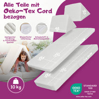 Linodino Spielsofa Materialien und wasserfeste Bezüge