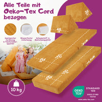 Linodino Spielsofa Materialien und wasserfeste Bezüge