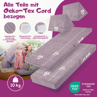 Linodino Spielsofa Materialien und wasserfeste Bezüge